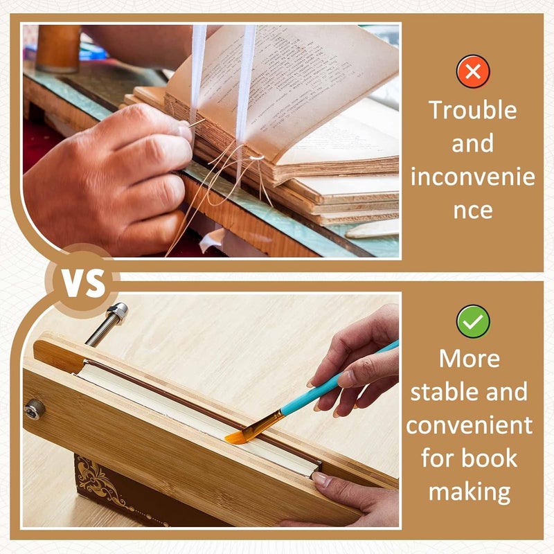 DoubleFill 1 Set Wooden and Bamboo Book Press Book Binding Tool Portable Book Binding Kits Bookbinding Supplies Book Press Bookbinding for DIY Book (12 Inch) - Image 5